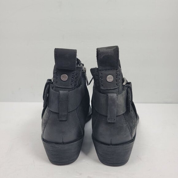 UGG  Wylma Chelsea Women's Black Leather Ankle Boots S/N 1113422 US Size 6.5 - Picture 4 of 8